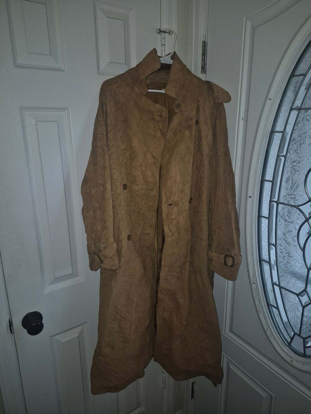 Yugoslavia Vintage Leather Trench Coat Tan Size L